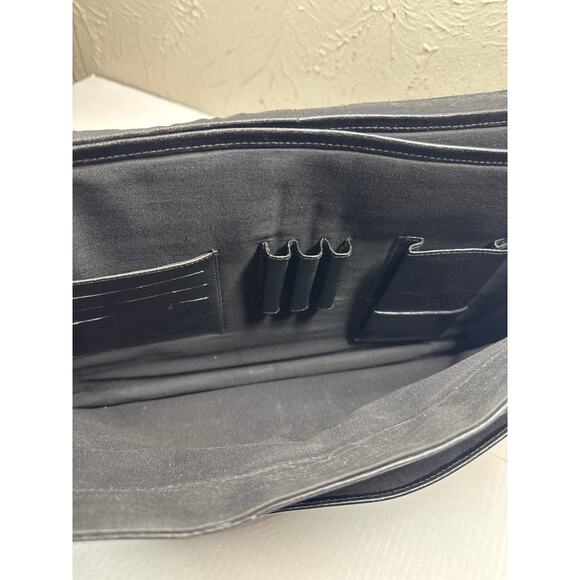 Vintage Bugatti Expandable Black Briefcase Laptop Bag Leather‎ - Picture 6 of 9